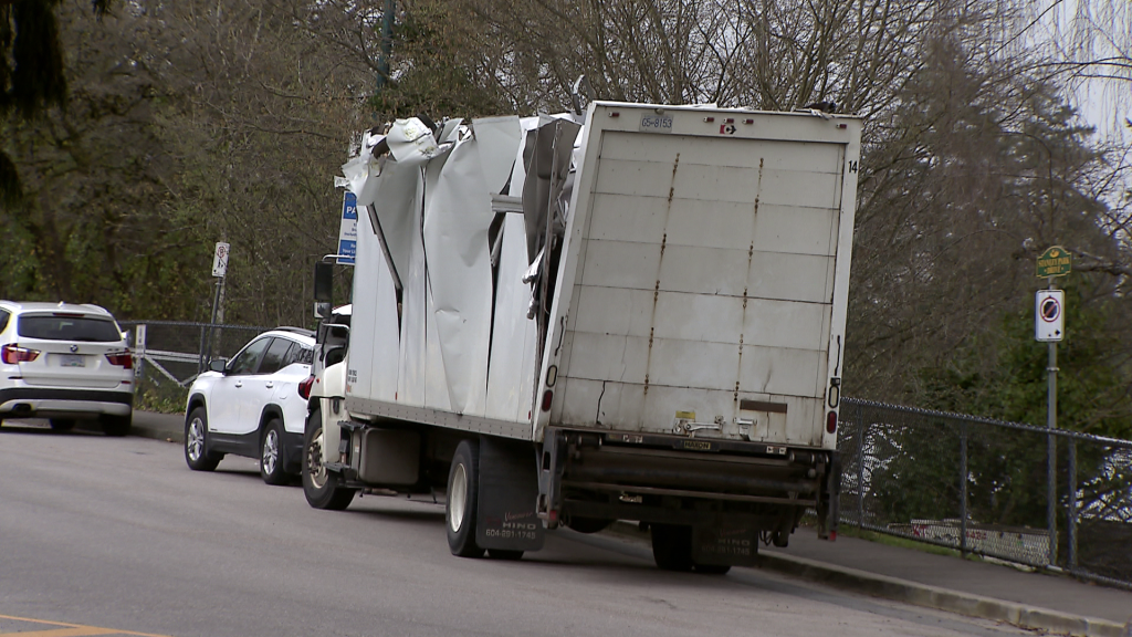 An overpass was struck in Stanley Park in Vancouver