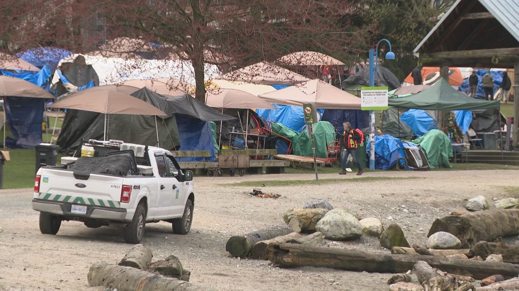 Heavy machinery arrives in Vancouver's CRAB Park for clean-up work on Tuesday, March 26, 2024. (CityNews Image)