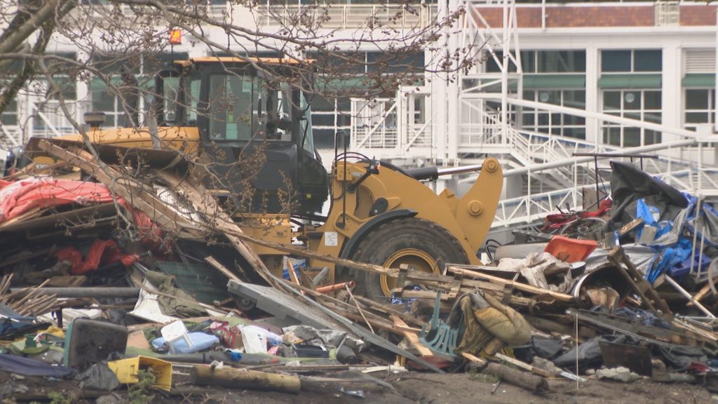 Heavy machinery arrives in Vancouver's CRAB Park for clean-up work on Tuesday, March 26, 2024. (CityNews Image)