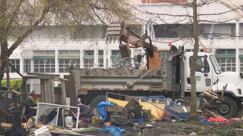 Heavy machinery arrives in Vancouver's CRAB Park for clean-up work on Tuesday, March 26, 2024. (CityNews Image)