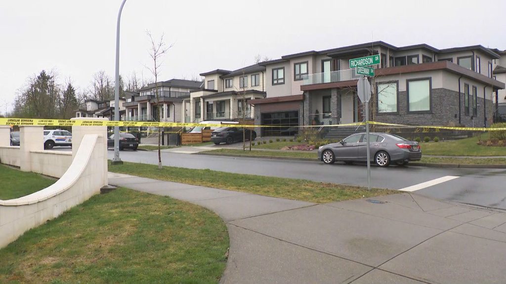 The scene of a shooting in Surrey on Wednesday March 27, 2024.