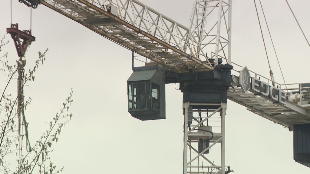 A crane at a construction site in Vancouver.