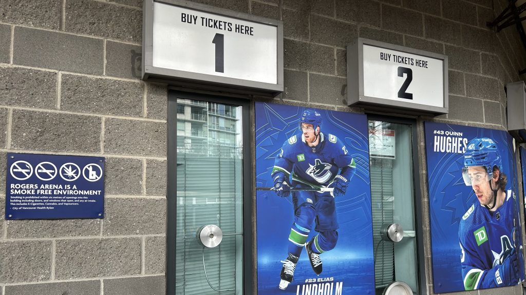 a ticket booth outside rogers arena in Vancouver