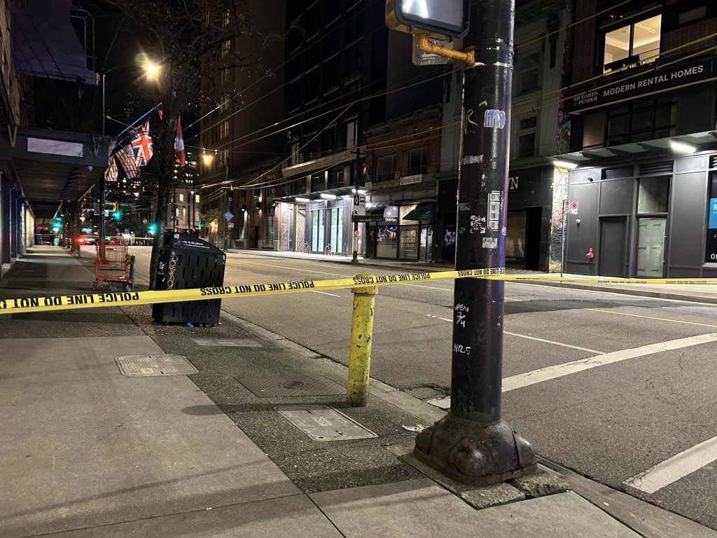 Vancouver Police (VPD) responded to reports of shots fired around 7:50 p.m. near Homer Street and West Pender Street on Wednesday, April 3.