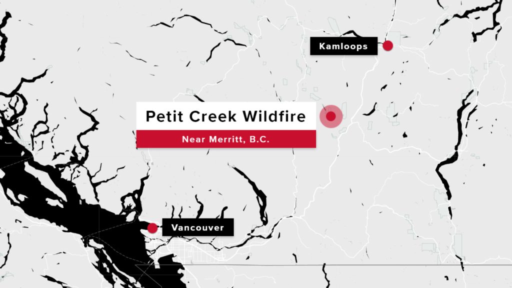 A small, out-of-control wildfire has broken out near Merritt, B.C.