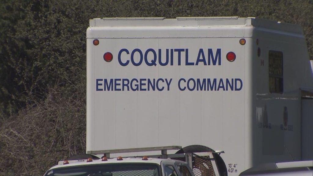 Police at the scene of an incident in Port Coquitlam on Thursday, April 18, 2024. The Coquitlam RCMP was first called to a home in the area a couple of days prior