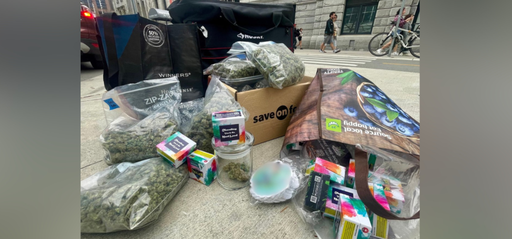 VPD officers say they have seized cannabis products from a 420 vendor outside of the Vancouver Art Gallery, the site of a 420 event. Police say the vendor did not have a permit and was selling the products illegally.