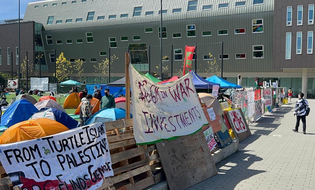 With portable toilets and barricades, Gaza protest camp at UBC digs in for long-haul