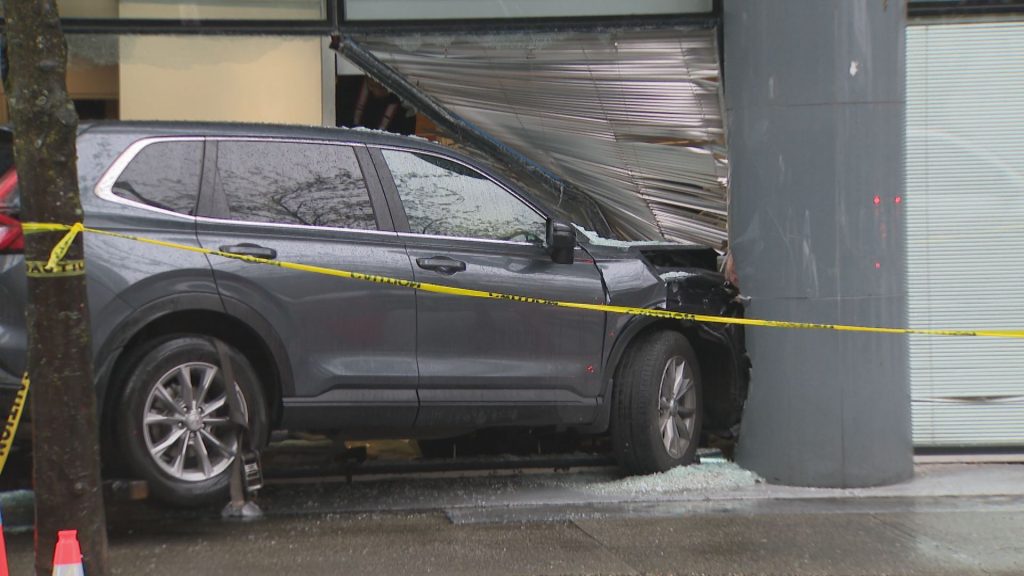 A vehicle crashed into a downtown Vancouver dental office Thursday.