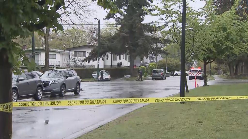 The scene of a collision in Vancouver near E 41st Ave & Quebec St