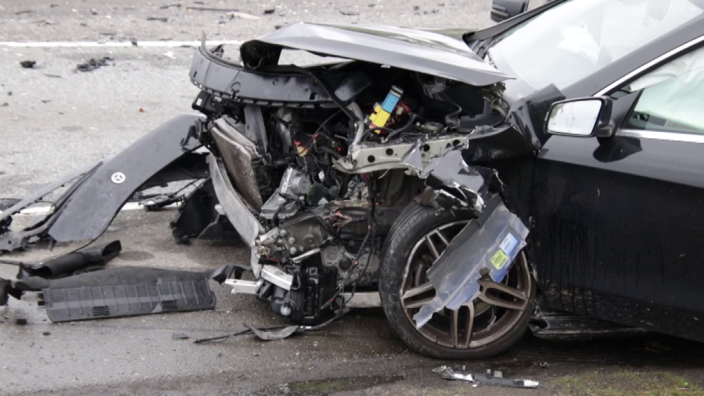 A serious crash on Highway 99 at the Highway 91 junction is seen.