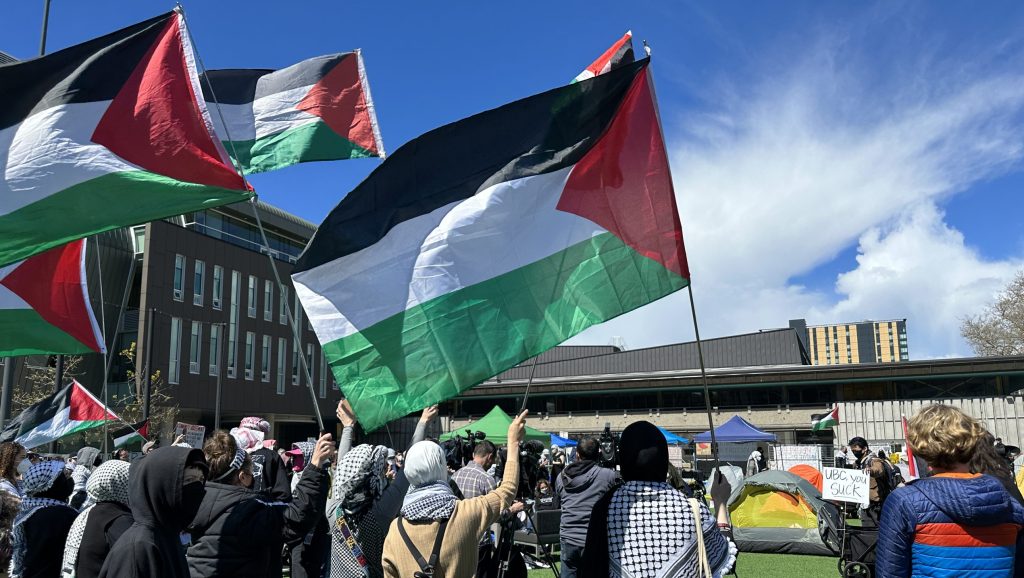 Students and community members at UBC gathered in solidarity with Palestinians by setting up an encampment at the Vancouver campus on April 29, 2024. The effort is in conjunction with other students across Canada and the United States.