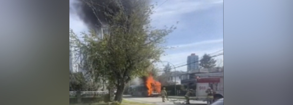 Burnaby bus catches fire Friday morning