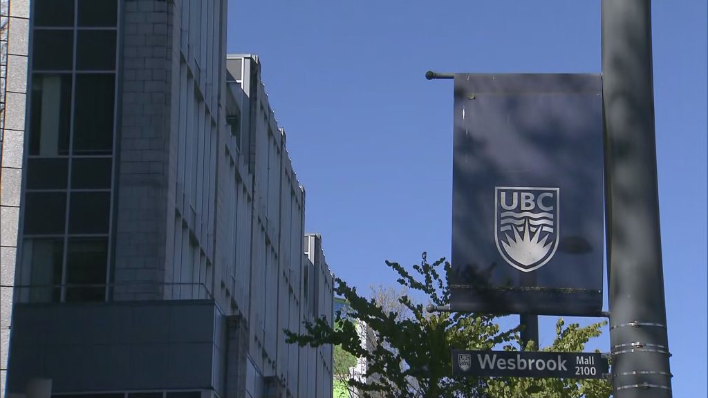 A UBC banner on campus