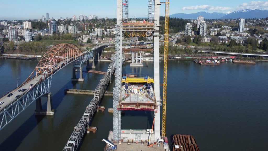 Construction on the Pattullo Bridge Replacement Project.