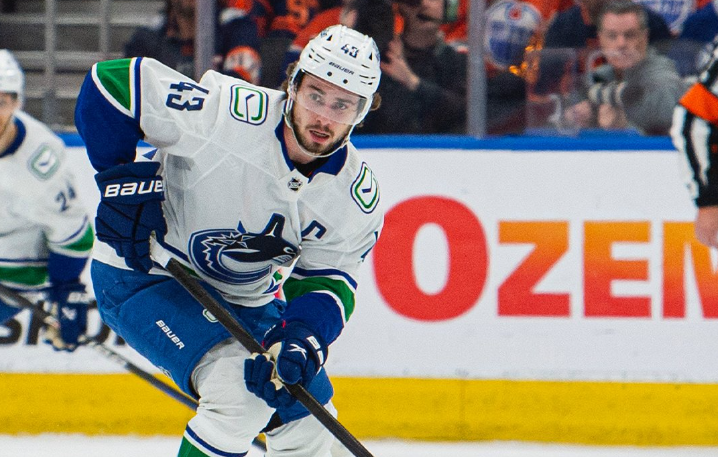 Canucks captain Quinn Hughes acknowledges the Canucks came out flat in the first period. (Courtesy Vancouver Canucks)