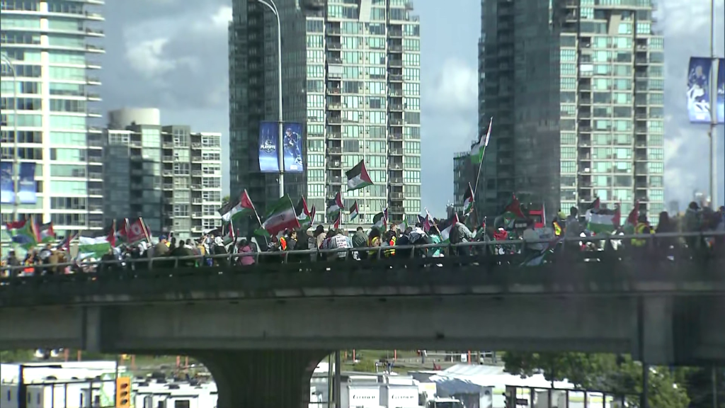 A demonstration shut down the Georgia Viaduct May 18, 2024