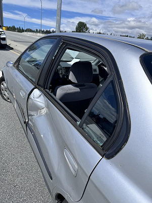 A silver Honda Civic was damaged on Wednesday, May 22 as a result of a hit-and-run.