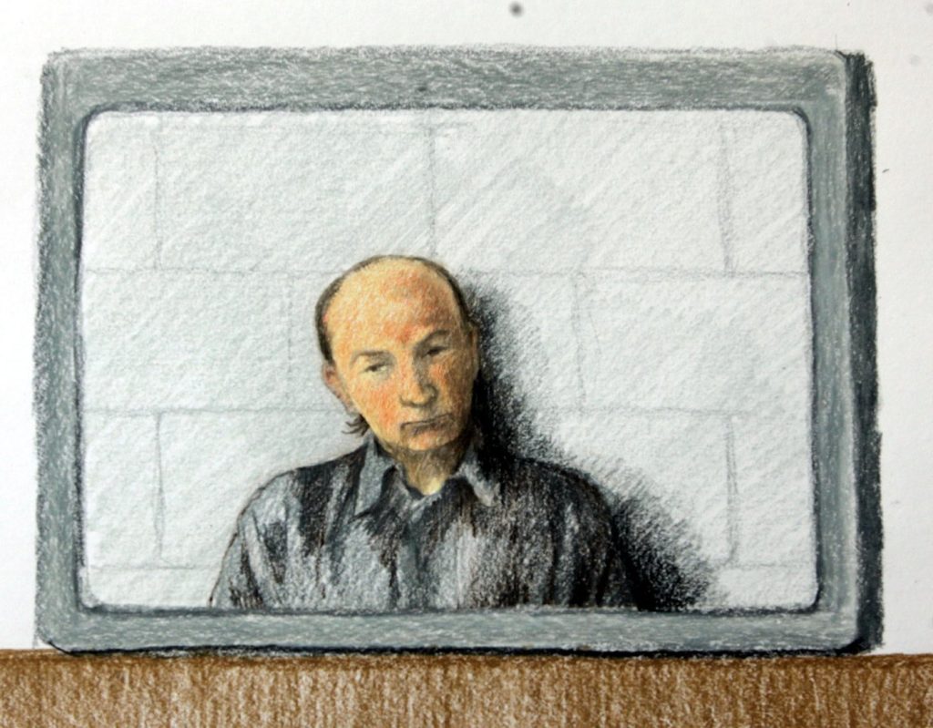 Courtroom sketch of Robert Pickton.