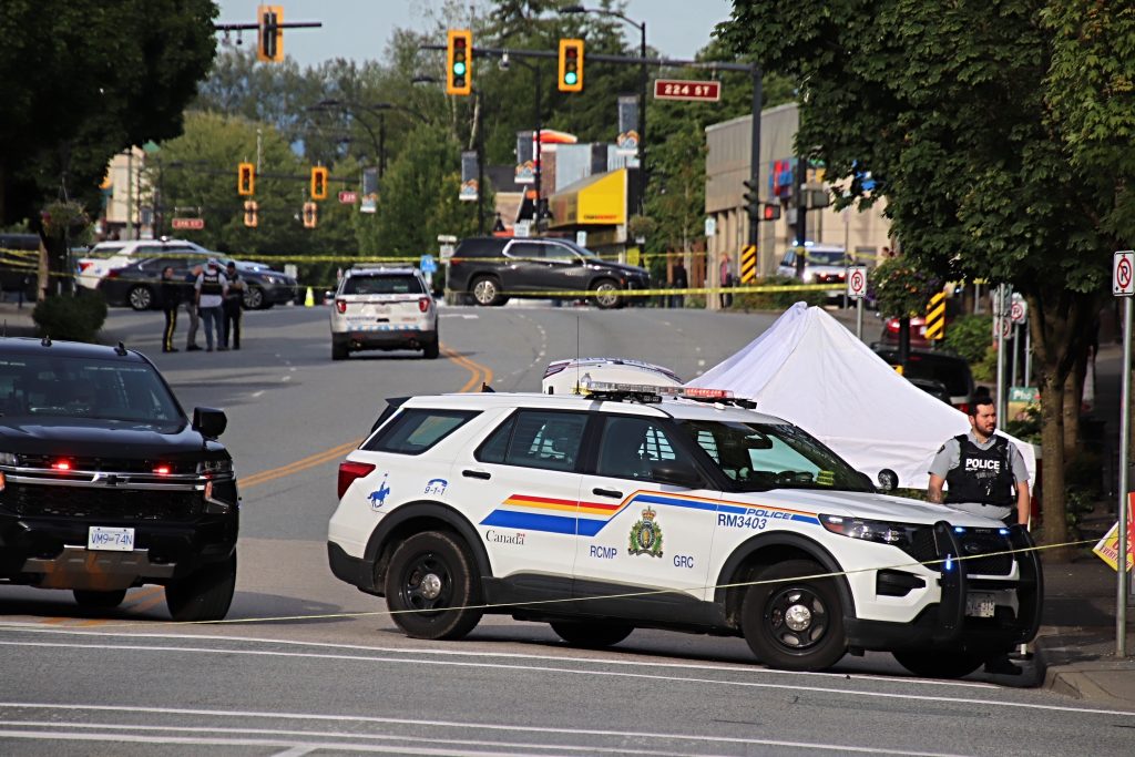 The scene of a fatal shooting in Maple Ridge, B.C. on Friday May 31, 2024.