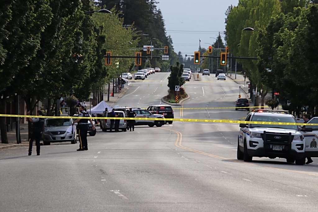 The scene of a fatal shooting in Maple Ridge, B.C. on Friday May 31, 2024.