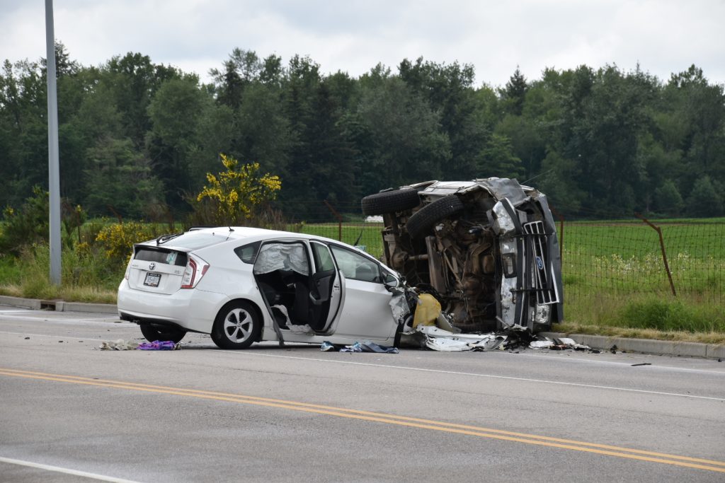 Four sent to hospital after serious collision in Surrey; street closure in effect