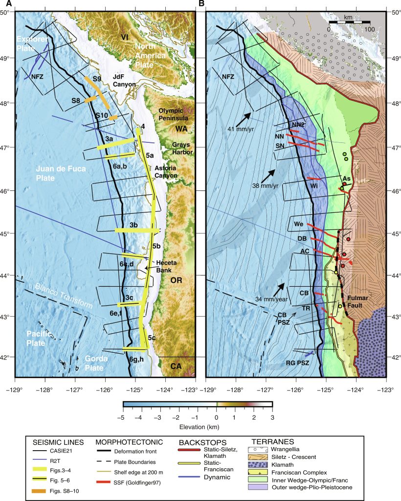 (Courtesy Subducting plate structure and megathrust morphology from deep seismic imaging linked to earthquake rupture segmentation at Cascadia)
