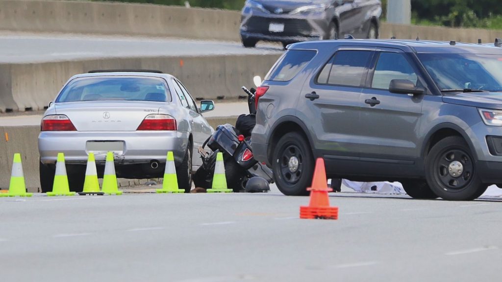 A motorcyclist has been killed after an early morning crash on Highway 99 in Delta Wednesday. (Credit Shane MacKichan)