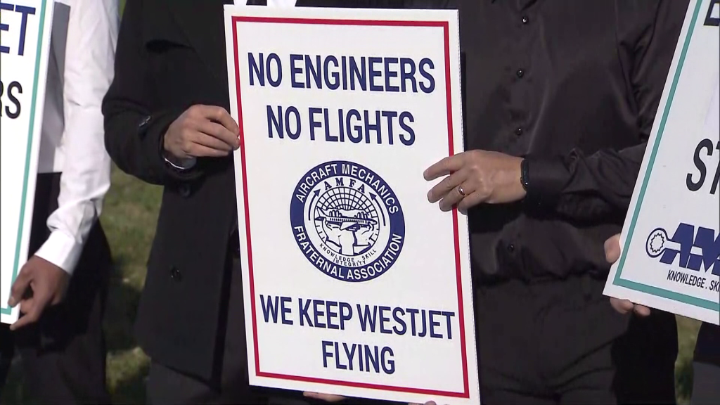 WestJet Engineers staged a picket near Vancouver International Airport (YVR) in Richmond, B.C. on Wednesday June 19, 2024.