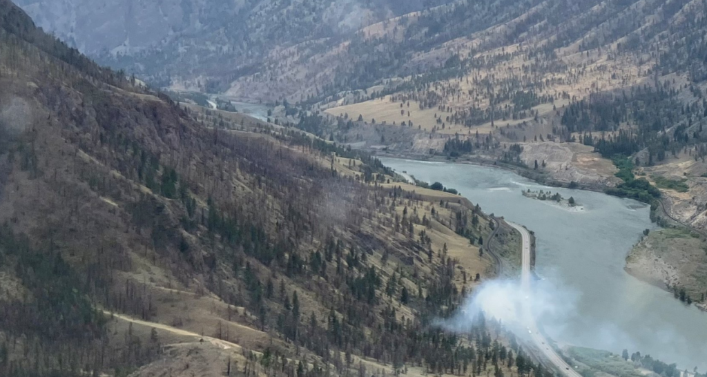 BC Wildfire responding to a small wildfire near Spences Bridge