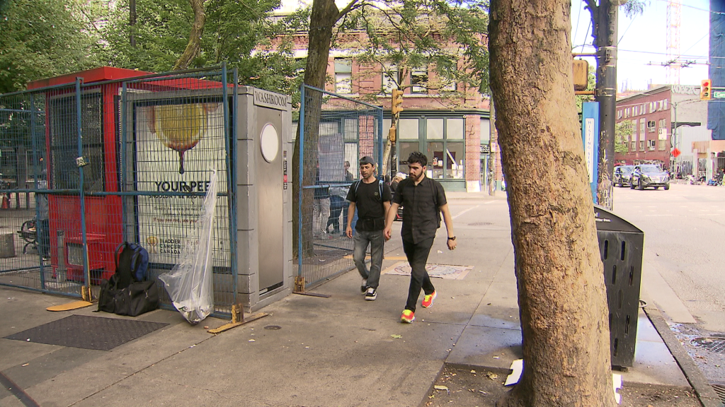 A washroom in the Downtown Eastside in Vancouver on Sunday, June 30, 2024. 