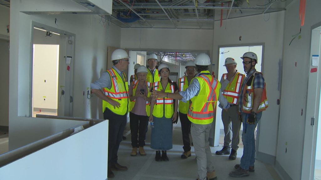 The B.C. health minister takes part in a tour of the Burnaby Hospital redevelopment project on July 8, 2024. 