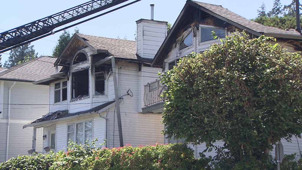 Damaged homes in Port Coquitlam is seen on Tuesday July 9, 2024.