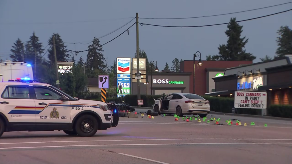 The scene of a crash involving a motorcycle in Mission on July 17, 2024.