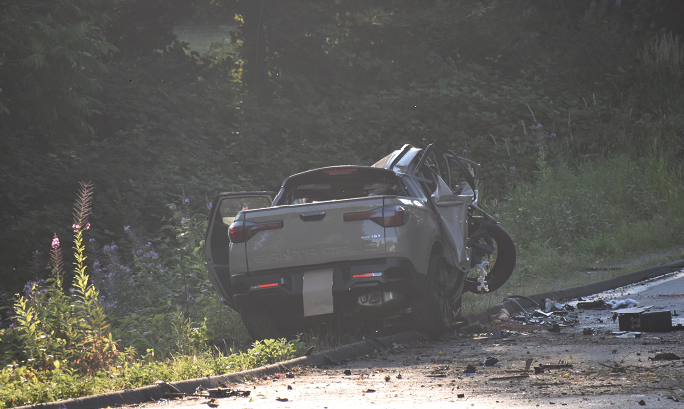 The Lower Mainland Integrated Collision Analysis and Reconstruction Service is on scene in Langley after a fatal crash Wednesday morning. (Credit Curtis Kreklau)