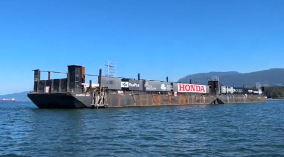 The Celebration of Light barge in Vancouver's English Bay