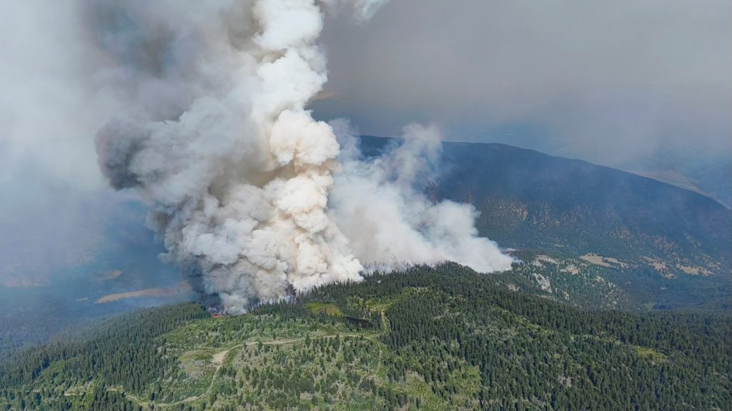 The Shetland Creek wildfire burns out of control near Spences Bridge, B.C., in this July 15, 2024 handout photo.