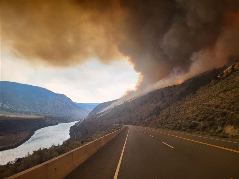 The Shetland Creek wildfire, is pictured near Highway 1 between Spences Bridge and Ashcroft on Sunday, July 21, 2024. 