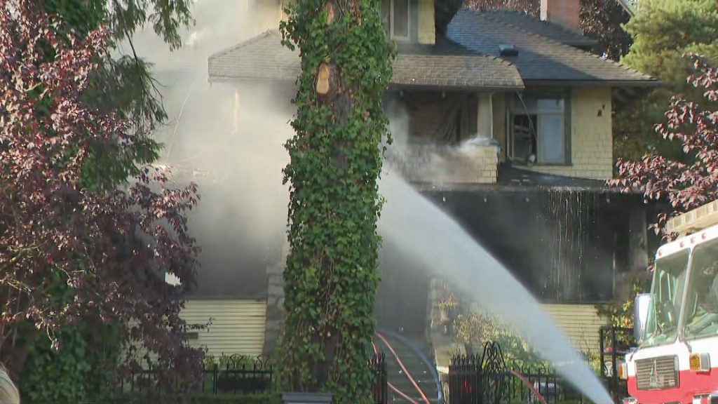 Vancouver Fire Rescue crews respond to a fire near Cypress Street and Arbutus Street on West 16th Avenue.