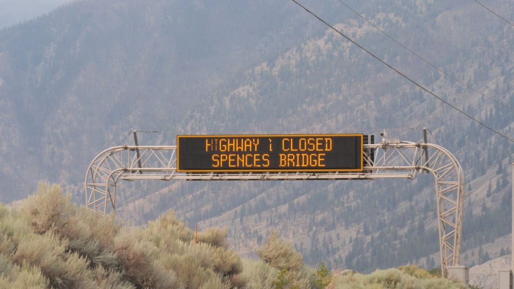 Highway 1 was closed between Spences Bridge to west of Cache Creek on July 21, 2024, due to the Shetland Creek wildfire. 