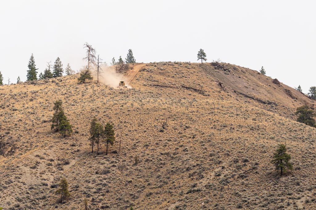 A guard under construction on the Shetland Creek wildfire on Monday July 22, 2024. (BC Wildfire Service Image)