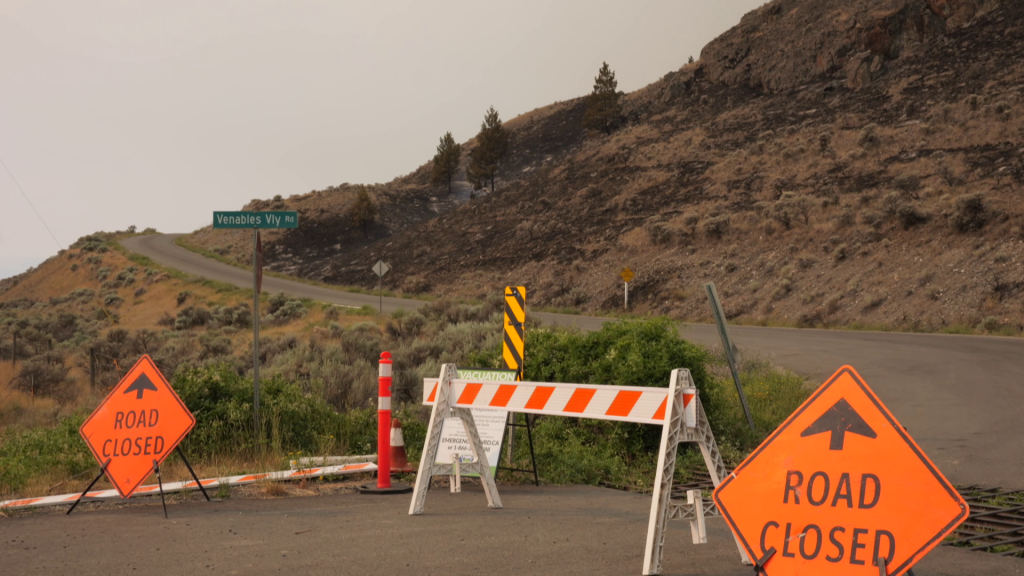 A roadblock is seen at Venables Valley Road on Monday July 22, 2024.