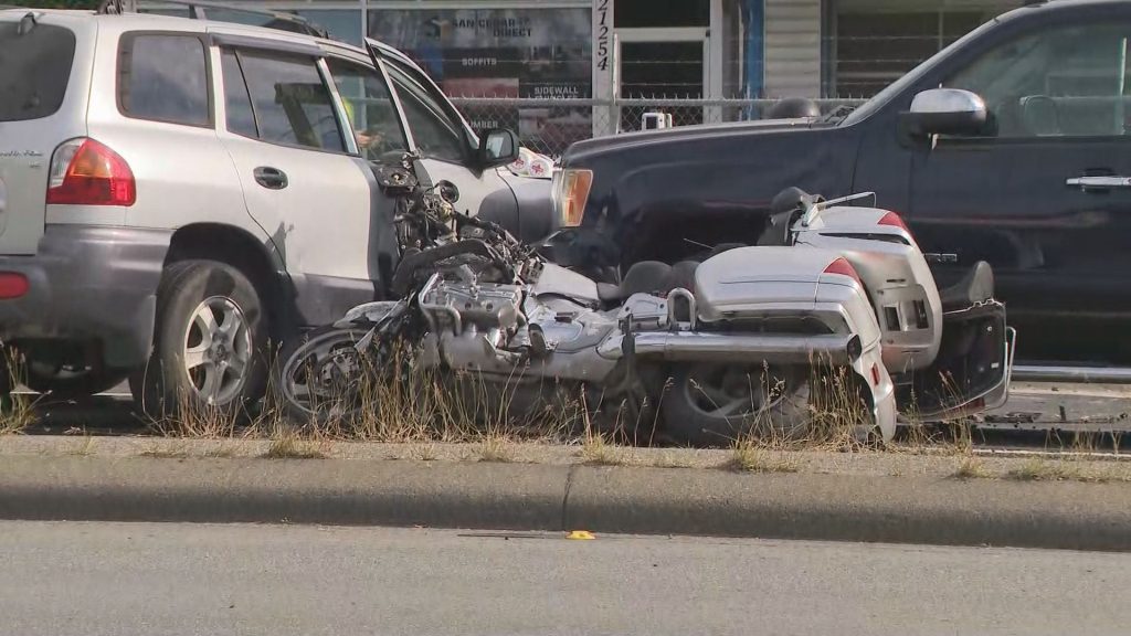 Police investigate a collision in Maple Ridge on Wednesday July 24, 2024.