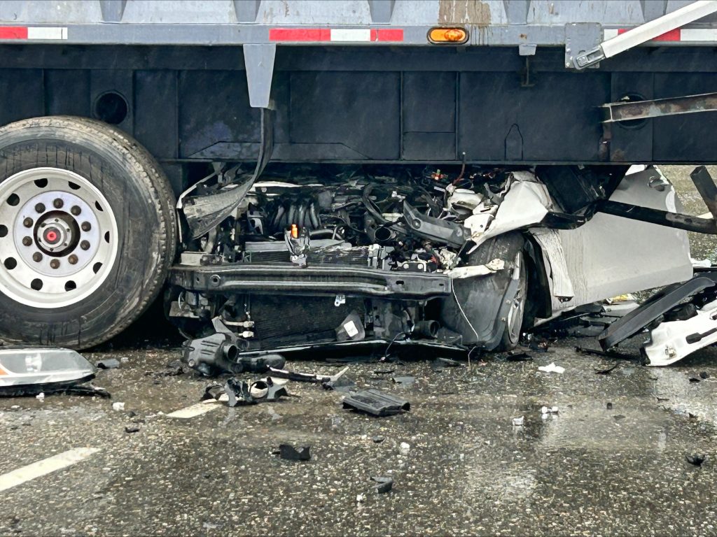 Delta Police on scene of a serious collision on River Road between Alexander Road and 92nd Street