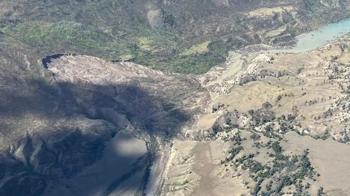 A landslide is seen on the Chilcotin River south-west of Williams Lake on Wednesday July 31, 2024