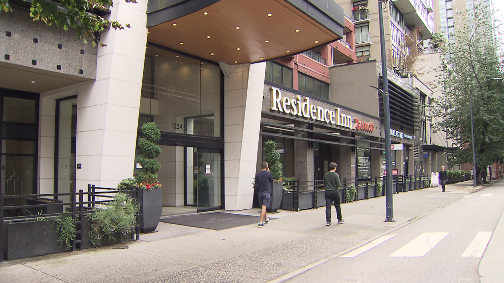 The Residence Inn Marriott Hotel is seen in Vancouver