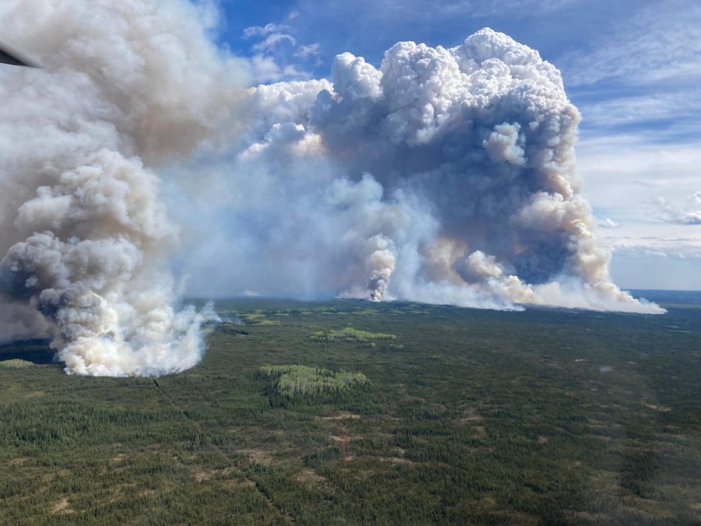 A view of the Parker Lake wildfire near Fort Nelson, B.C. is shown on Monday, May 13, 2024 in a BC Wildfire Service handout photo. THE CANADIAN PRESS/HO-BC Wildfire Service