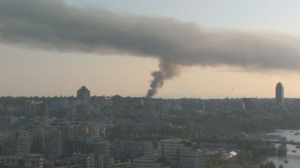 Fire breaks out in Vancouver's Dunbar-Southlands and thick plume of smoke can be seen.