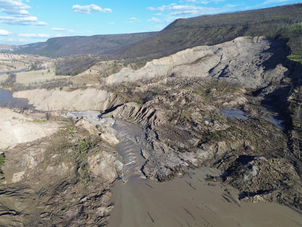 An aerial view of the Chilcotin River Landslide.