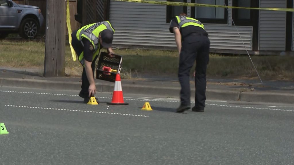 Langley RCMP block off 208th Street on Friday August 9, 2024.